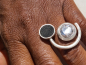 Preview: Ausgefallener Ring mit zwei Edelsteinen